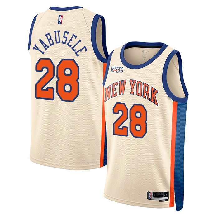 DUNK Sports High Quality Basketball Guerschon Yabusele #28 New York Knicks City Edition 2025-26 Fan Support Team Jersey - Cream