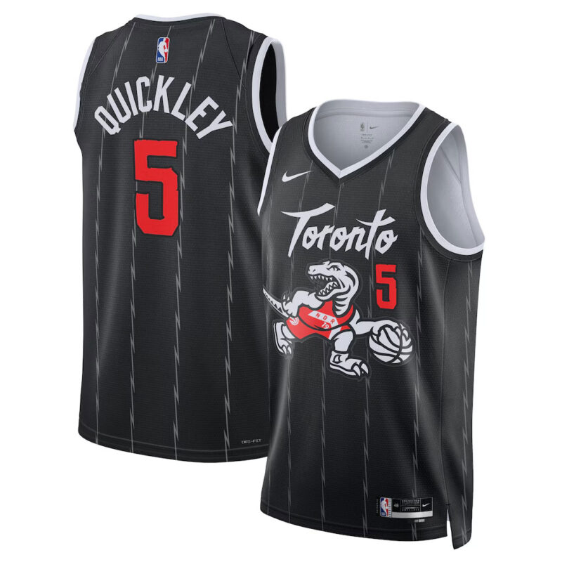 DUNK Sports High Quality Basketball Immanuel Quickley #5 Toronto Raptors City Edition 2025-26 Fan Support Team Jersey - Black