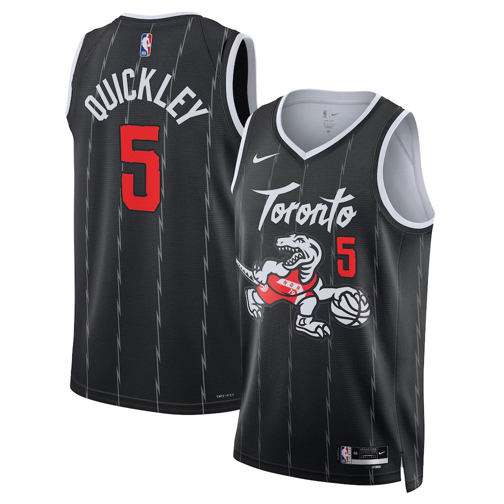 Basketball Immanuel Quickley #5 Toronto Raptors City Edition 2025-26 Fan Support Team Jersey - Black