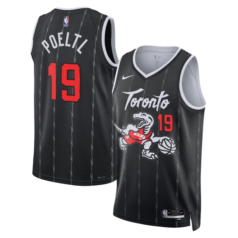 DUNK Sports High Quality Basketball Jakob Poeltl #19 Toronto Raptors City Edition 2025-26 Fan Support Team Jersey - Black