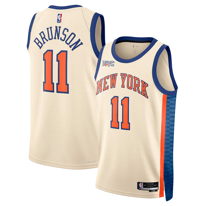 DUNK Sports High Quality Basketball Jalen Brunson #11 New York Knicks City Edition 2025-26 Fan Support Team Jersey - Cream