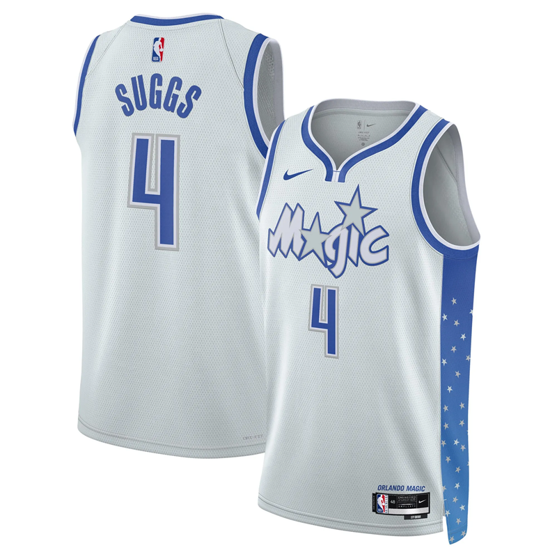 DUNK Sports High Quality Basketball Jalen Suggs #4 Orlando Magic City Edition 2025-26 Fan Support Team Jersey - Silver