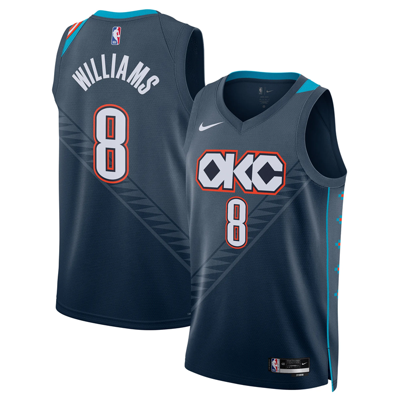 DUNK Sports High Quality Basketball Jalen Williams #8 Oklahoma City Thunder City Edition 2025-26 Fan Support Team Jersey - Navy