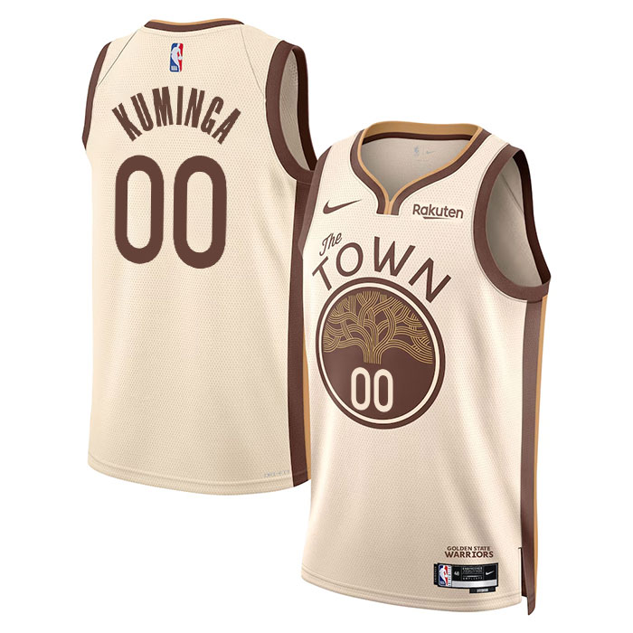 DUNK Sports High Quality Basketball Jonathan Kuminga #00 Golden State Warriors City Edition 2025-26 Fan Support Team Jersey - Tan