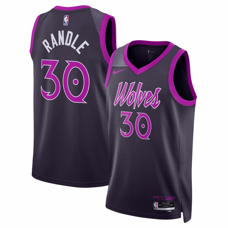 DUNK Sports High Quality Basketball Julius Randle #30 Minnesota Timberwolves City Edition 2025-26 Fan Support Team Jersey - Black