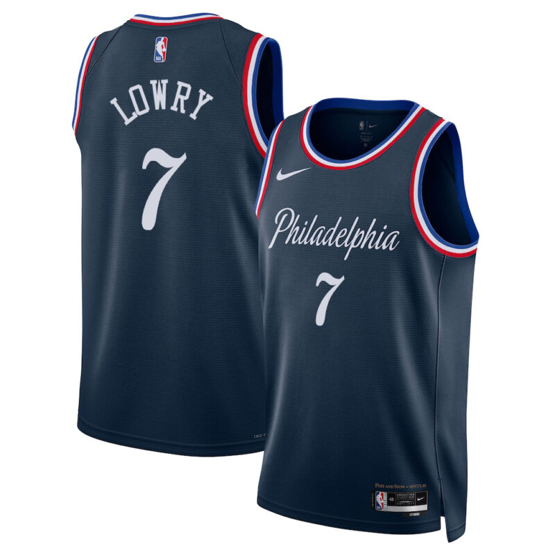 DUNK Sports High Quality Basketball Kyle Lowry #7 Philadelphia 76ers City Edition 2025-26 Fan Support Team Jersey - Navy