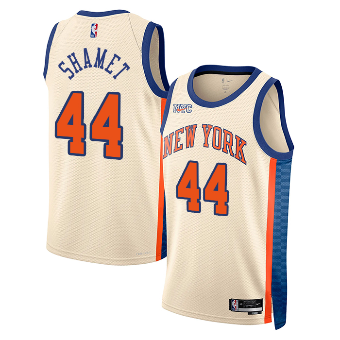 DUNK Sports High Quality Basketball Landry Shamet #44 New York Knicks City Edition 2025-26 Fan Support Team Jersey - Cream