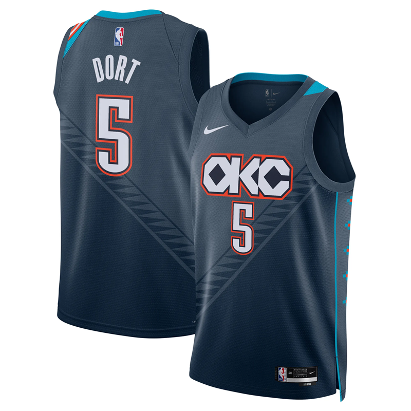 DUNK Sports High Quality Basketball Luguentz Dort #5 Oklahoma City Thunder Edition 2025-26 Fan Support Team Jersey - Navy