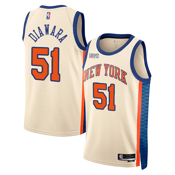 DUNK Sports High Quality Basketball Mohamed Diawara #51 New York Knicks City Edition 2025-26 Fan Support Team Jersey - Cream