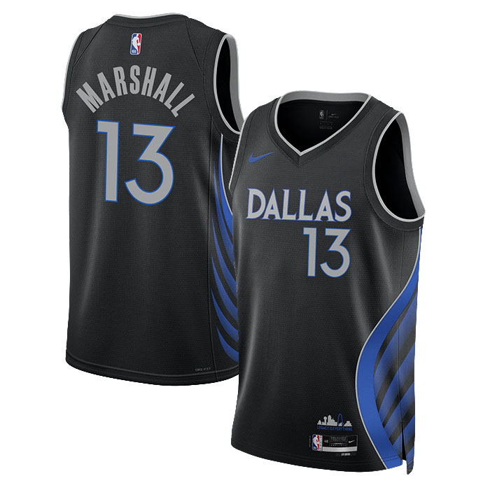 DUNK Sports High Quality Basketball Naji Marshall #13 Dallas Mavericks City Edition 2025-26 Fan Support Team Jersey - Black