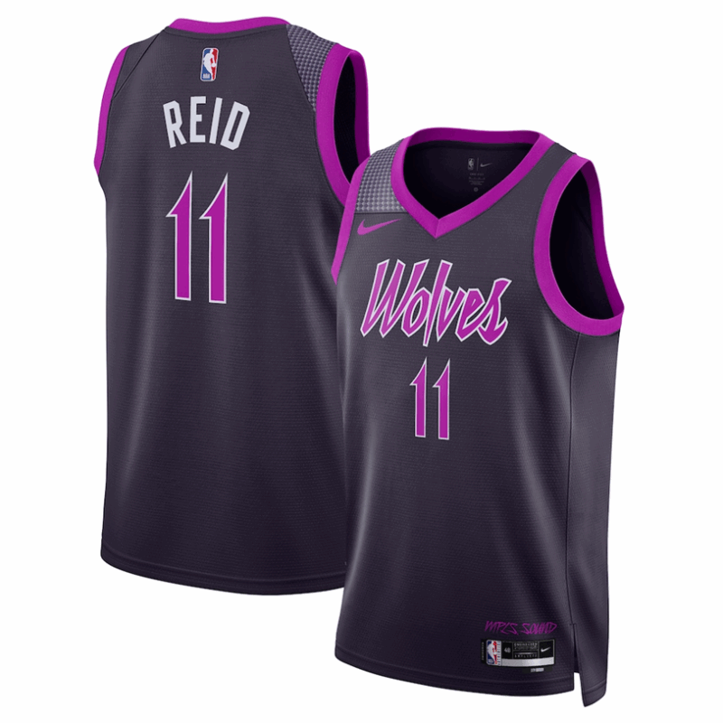 DUNK Sports High Quality Basketball Naz Reid #11 Minnesota Timberwolves City Edition 2025-26 Fan Support Team Jersey - Black