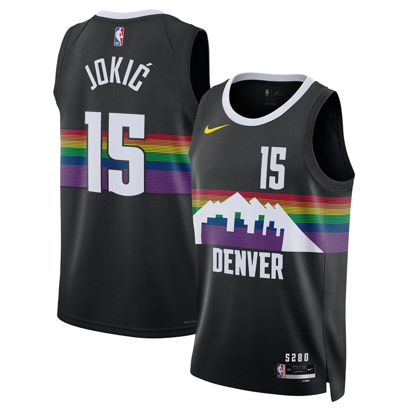 DUNK Sports High Quality Basketball Nikola Jokic #15 Denver Nuggets City Edition 2025-26 Fan Support Team Jersey - Black