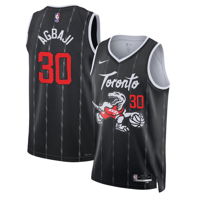 DUNK Sports High Quality Basketball Ochai Agbaji #30 Toronto Raptors City Edition 2025-26 Fan Support Team Jersey - Black