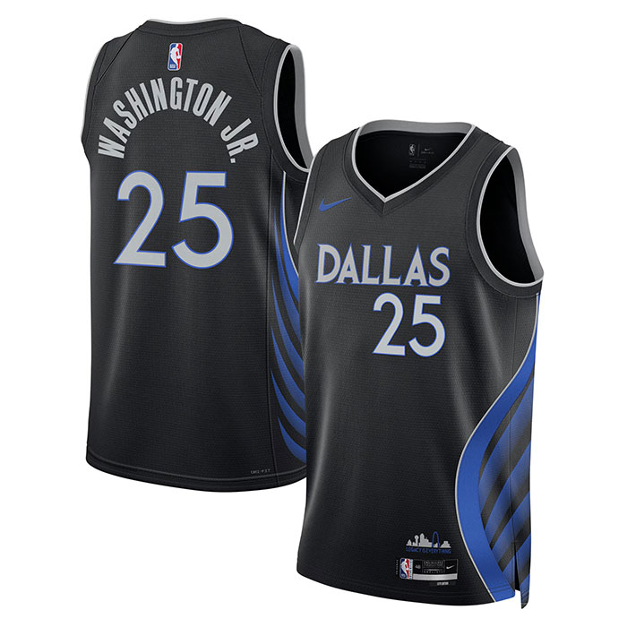 DUNK Sports High Quality Basketball P.J. Washington #25 Mavericks City Edition 2025-26 Fan Support Team Jersey - Black