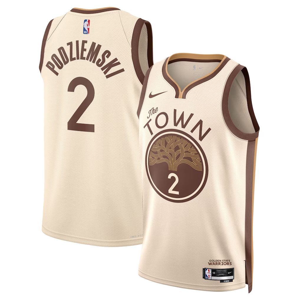 Basketball Podziemski #2 Golden State Warriors City Edition 2025-26 Fan Support Team Jersey - Tan