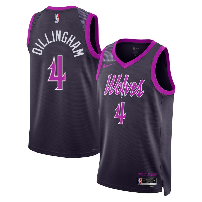 DUNK Sports High Quality Basketball Rob Dillingham #4 Minnesota Timberwolves City Edition 2025-26 Fan Support Team Jersey - Black