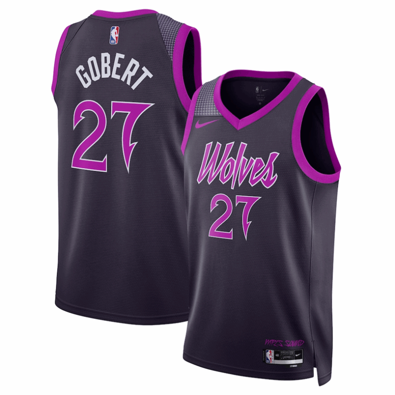 DUNK Sports High Quality Basketball Rudy Gobert #27 Minnesota Timberwolves City Edition 2025-26 Fan Support Team Jersey - Black
