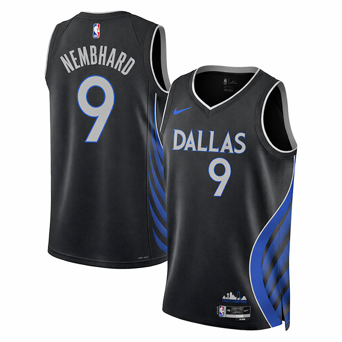 DUNK Sports High Quality Basketball Ryan Nembhard #9 Dallas Mavericks City Edition 2025-26 Fan Support Team Jersey - Black