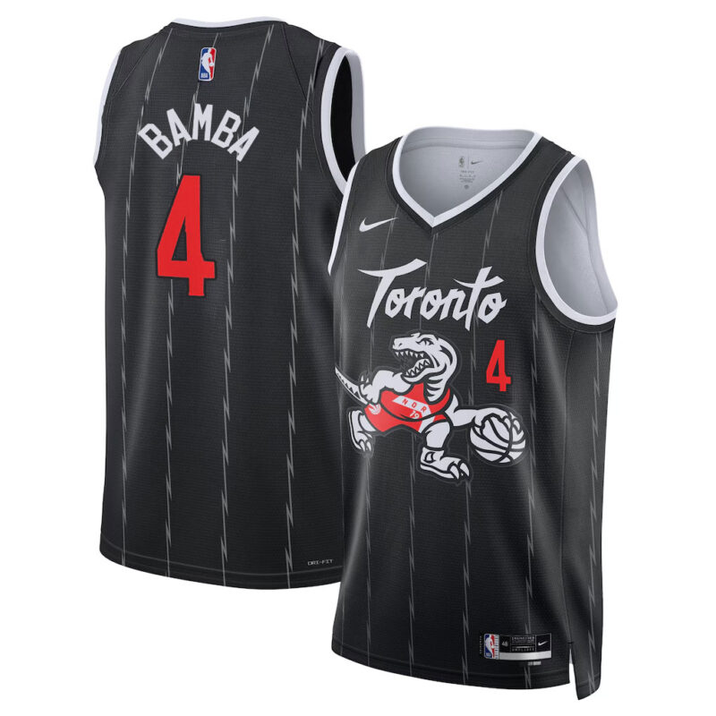 DUNK Sports High Quality Basketball Mo Bamba #4 Toronto Raptors City Edition 2025-26 Fan Support Team Jersey - Black