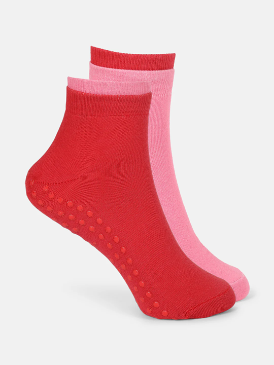 Yoga Anti-Skid Ankle-Length Cotton Socks (Pack of 2)